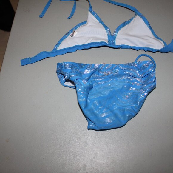 Blue & Silver 2 Pcs Justice Bikini Swimsuit Size 7 - Picture 8 of 14